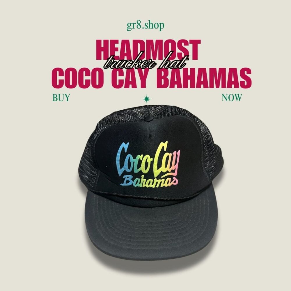 Headmost Black Trucker Hat Coco Cay Bahamas Logo Adjustable Snapback Mesh Cap